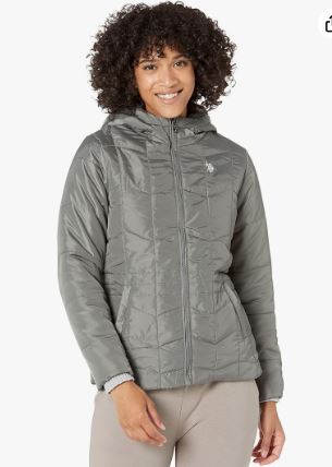 U.S. Polo Multiple Channel Hooded Puffer Cozy Lining, L +