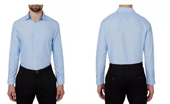 Calabrum Men's Regular Fit Dot Print Wrinkle Free Performance Dress Shirt, S +