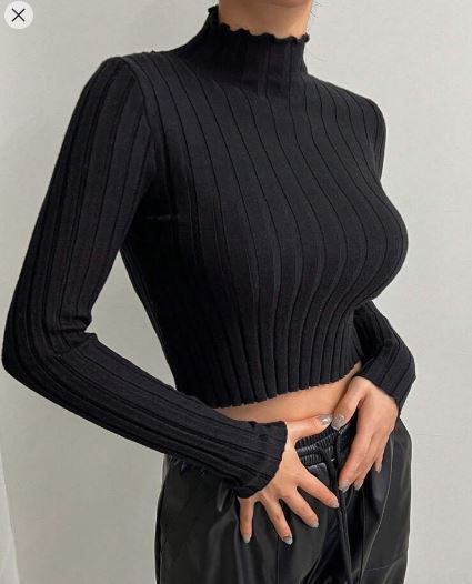 Shein Women's Solid Color Minimalist Everyday Turtleneck Sweater, L /