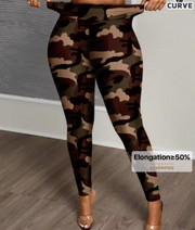 Shein Plus Size Casual Minimalist Music Festival Camouflage Print Leggings, 0XL -.