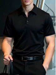Shein Men's Casual Business Banquet Fashion Minimalist Polo Shirt, M -.