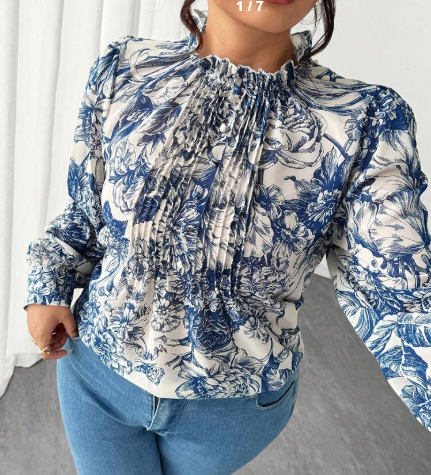 Shein Women Plus Size Plain Collar Casual Shirt, 0XL +