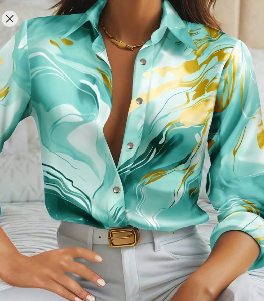 Shein Women's Gilded Vintage Style Casual Shirt +