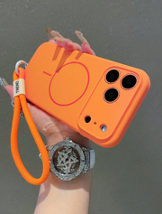 Luxury Magnetic Matte Liquid Protective Silicone Orange Color Phone Case >