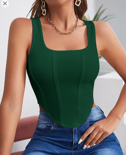 Shein Square Neck Hanky Hem Tank Top, M +