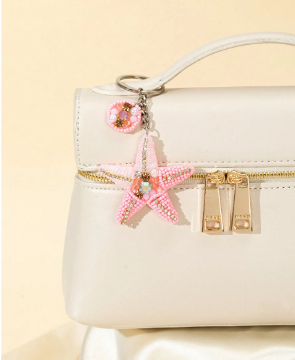 Shein Handmade Beaded Starfish Charm Keychain >