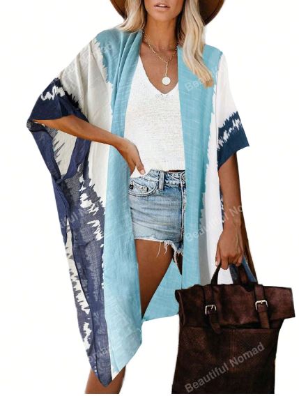 Shein Tie Dye Batwing Sleeve Kimono /