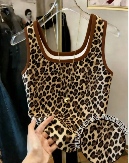 Shein Contrast Color Regular Fit Women's Leopard Print Camisole>