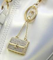 Shein 1pc Jewelry Metal Faux Mink Fur Handbag Keychain -.