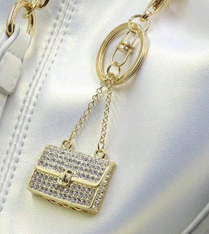 Shein 1pc Jewelry Metal Faux Mink Fur Handbag Keychain -.