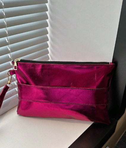 Shein Shiny Metallic Color, Casual And Simple, Solid Color Clutch Bag -.
