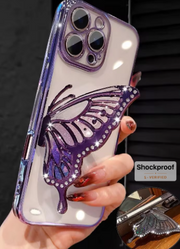 Electroplated Transparent Phone Case With Butterfly Quicksand Stand>