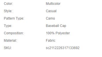 Shein Men's Acrylic Camouflage Cap, Baseball Cap For Outdoor