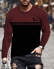 Shein Men's Round Neck Striped & Letter Print Contrast Color Slim Fit Casual T-Shirt, M -.