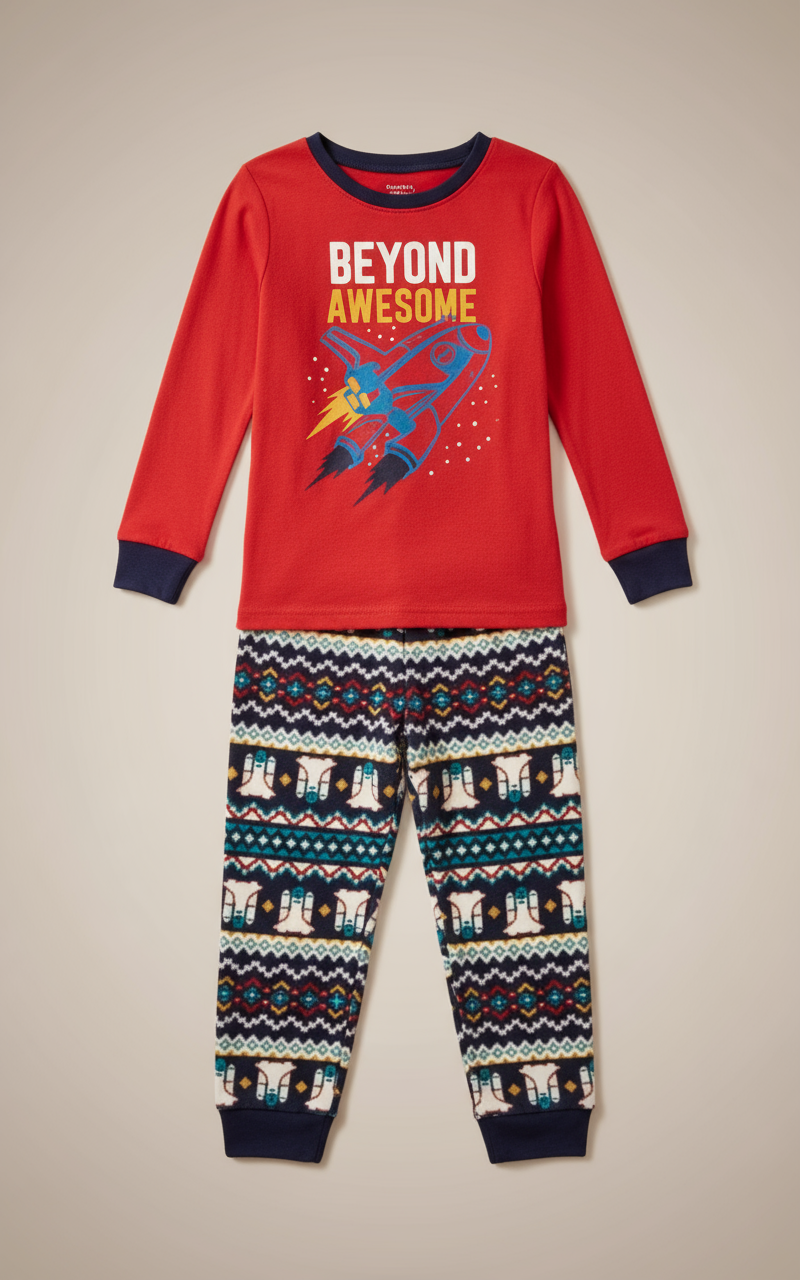 Carter's Boys 2 Piece Space Pajama Set Orange/Blue, 14T +
