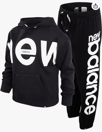 New Balance Girls' Sweat suit - 2 Piece Active Fleece Sweatshirt & Sweatpants, 14-16T +