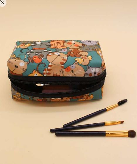 Shein 1pc Cat Pattern Square Makeup Bag /