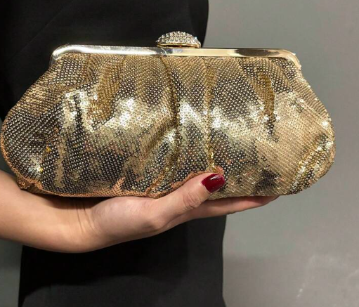 Shein Shiny Silver Rhinestone Evening Bag With Glittering Sparkles +