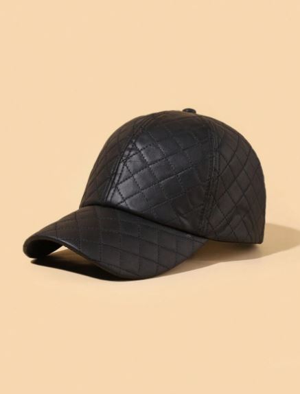 Shein 1pc Unisex Minimalist Solid Color Leather Baseball Cap /