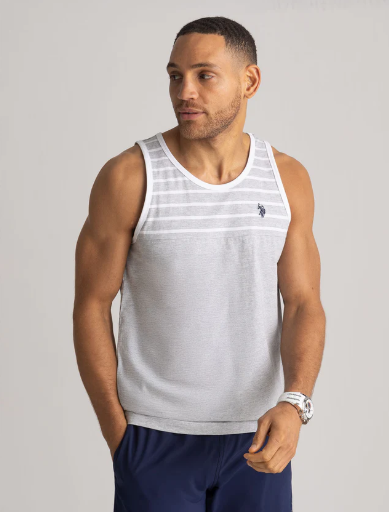 U.S. Polo Yarn Dye Color Block Stripe Muscle Tank, S +