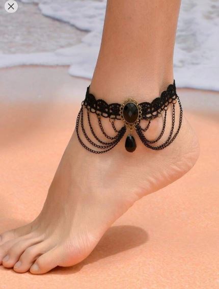 Shein 1pc Gothic Water-drop Decor Layered Anklet /