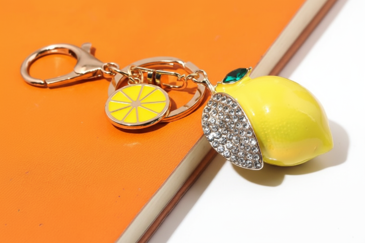 Shein Keychain Fruit Lemon Accessories  Purse Charms ---
