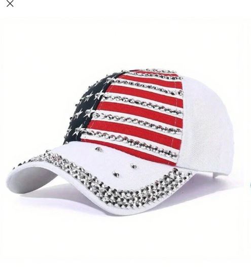 Shein American Flag Baseball Hat With Diamond Baseball Cap /