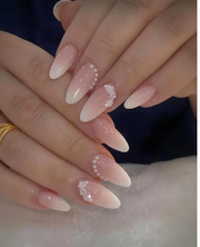 Shein 24pcs Medium Almond Shaped Ombre French Manicure Nail Stickers>