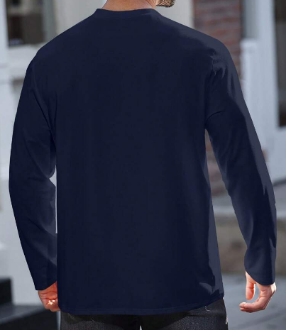 Shein Men's Classic Round Neck Long Sleeve Regular Fit Solid Color T-Shirt, XL +