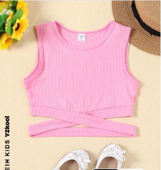 Shein Kids Tween Girl Crisscross Cut Out Waist Tank Top +