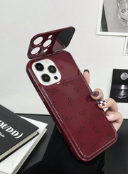 Burgundy Bow Tie Mirror Stand TPU Phone Case Compatible With Iphone>