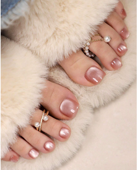 Shein Press On Nails-24Pcs Short Square Ins Style False Toe Nail +