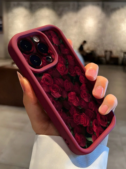 1pc Classic Retro Floral Rose Pattern Anti-Fall Anti-Slip Anti-Shock Soft TPU Phone Case>