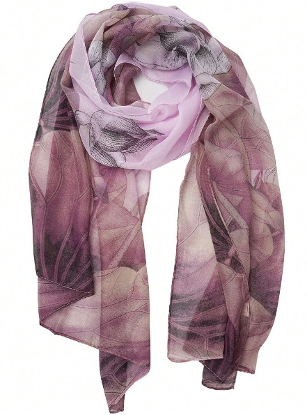 Shein Lightweight Floral Print/Solid Color Mixture Shawl Scarf +