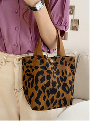 Shein One Shoulder Underarm Leopard Print Casual Class Tutoring Tote Bag >