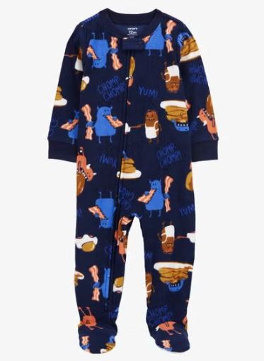 Carter's Toddler 1-Piece Monster Breakfast Fleece Footie Pajamas, 2T /