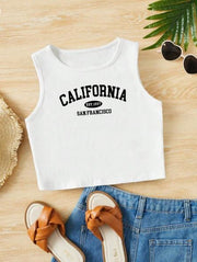 Shein Teen Girl Letter Graphic Crop Tank Top, 12-13T