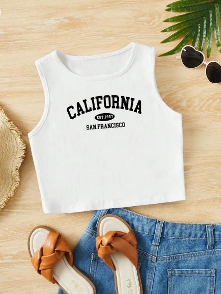 Shein Teen Girl Letter Graphic Crop Tank Top, 12-13T