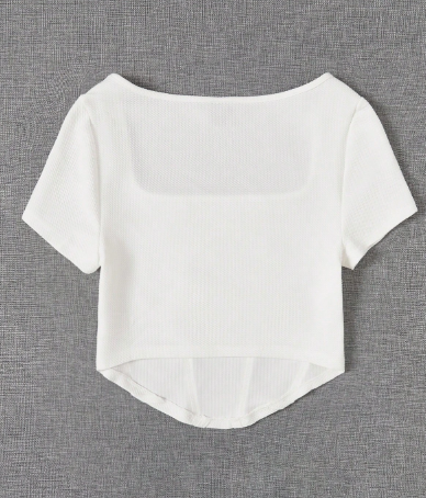 Shein Summer Square Neck White Seam Front Blouse, XL >
