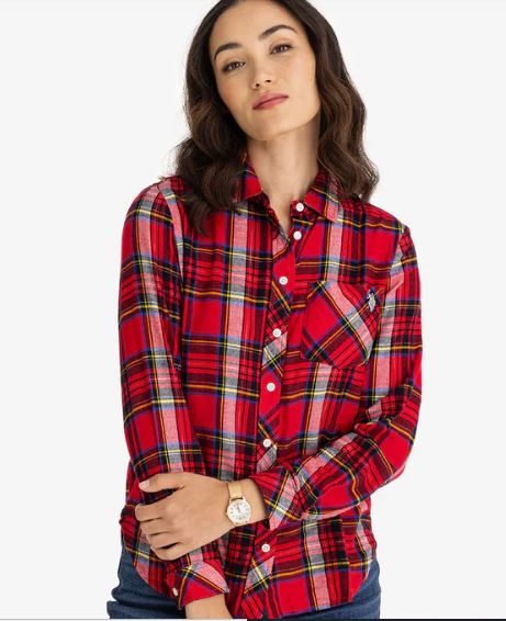 U.S. Polo Flannel Plaid Long Sleeve Shirt, XL +