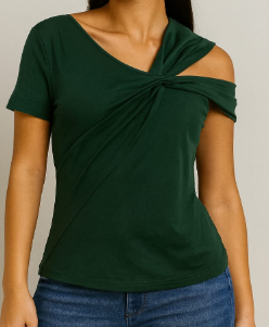 Shein Twist Asymmetrical Neck Solid Tee, S +