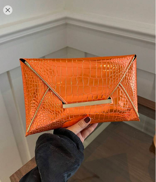 Shein Crocodile Print, Stone Texture, Fashionable,Leather clutch +