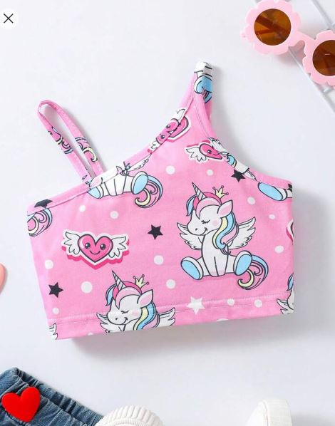 Shein Young Girl Cute Unicorn & Heart Print Tank Top, 4T +