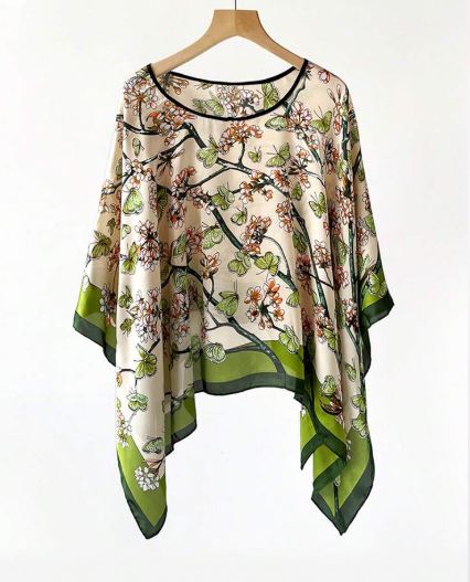 Shein Chiffon Poncho Casual Loose Sheer Blouse /