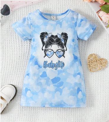 Shein Baby Letter & Figure Graphic Tee Dress, 18-24M +