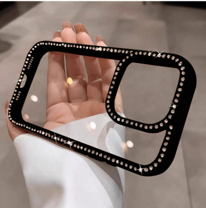 Luxury Shiny Rhinestone Glitter Hard Acrylic 1pc Transparent Phone Case>
