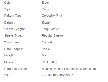 Shein SXY Croc Embossed PU Leather Bodycon Dress>