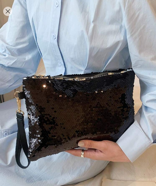 Shein Glitter Bling, Elegant, Exquisite Sequin Decor Clutch Bag>