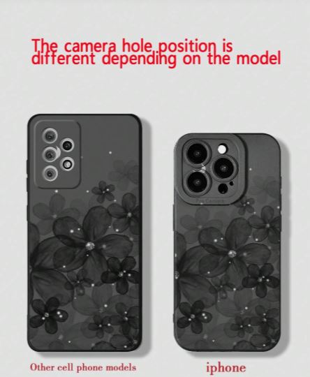 Black Floral Phone Case Protector Compatible With Galaxy A05s +