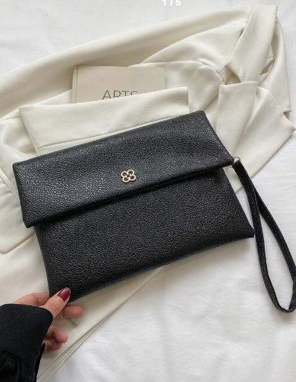 Shein Metal Decor Embossed Detail Flap Envelope Bag +